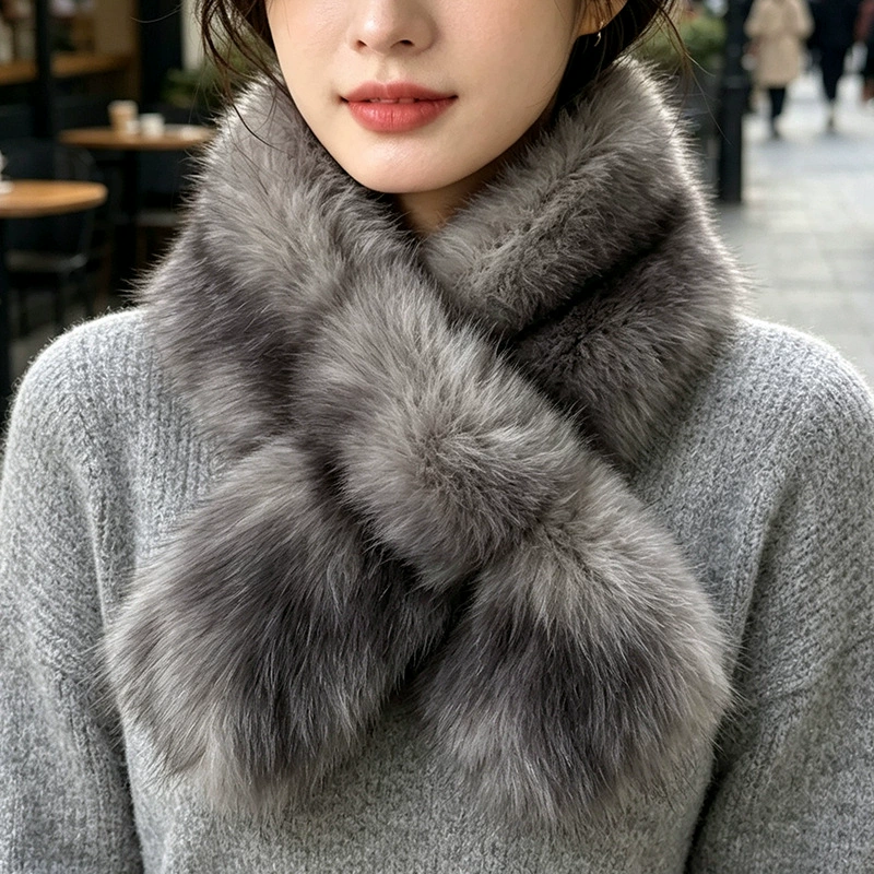Faux Sable Fur Collar Scarf