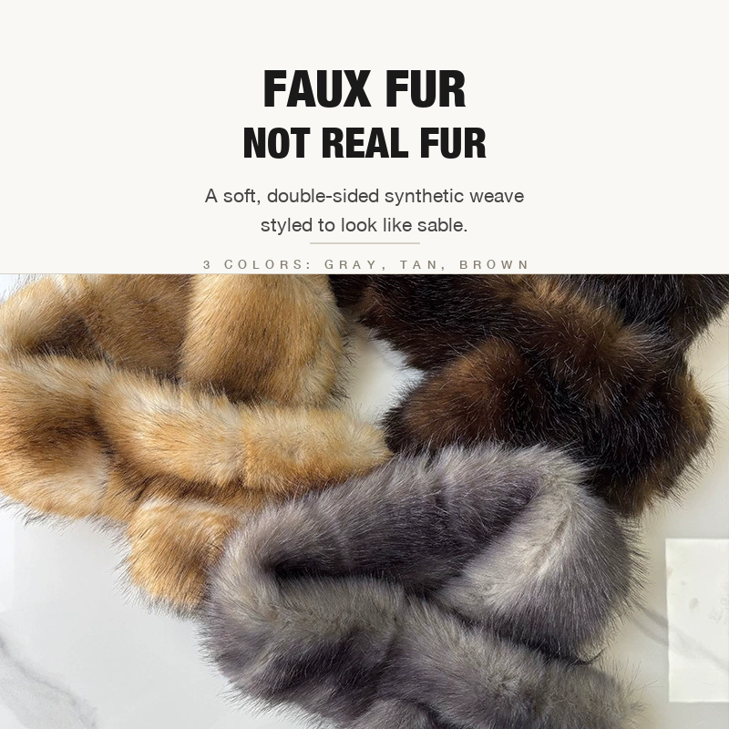 Faux Sable Fur Collar Scarf