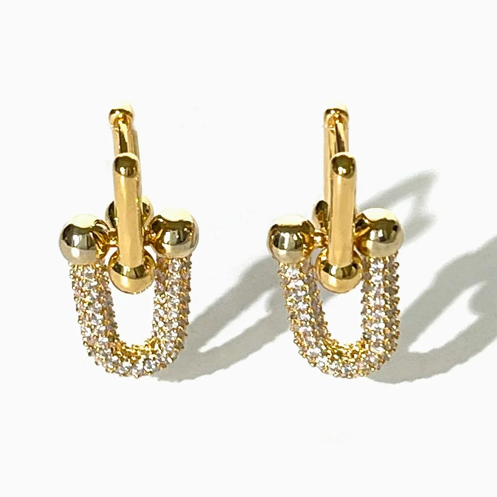 Chunky U-Link Chain Dangle Hoops