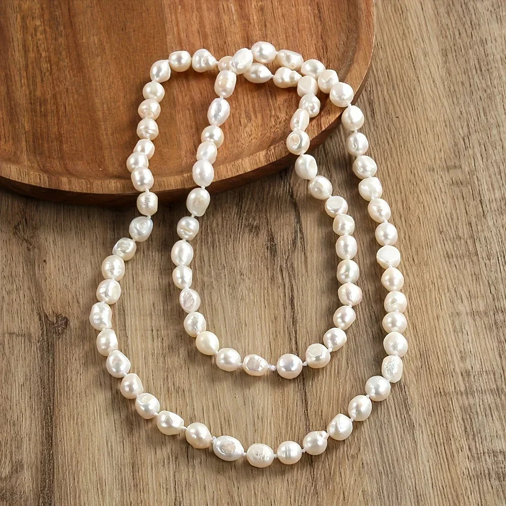 Long Baroque Pearl-Style Strand Necklace