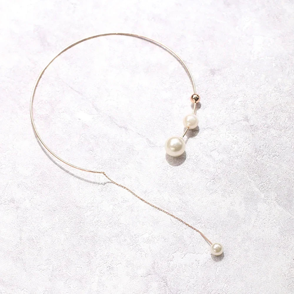 Graduated Pearl-Style Wire Necklace