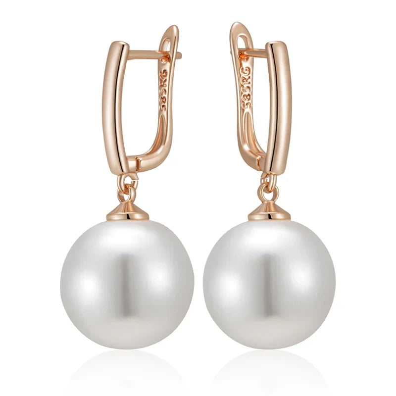 Rose Gold-Tone Imitation Pearl Drop Earrings
