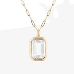 Emerald-Cut Crystal Pendant Necklace