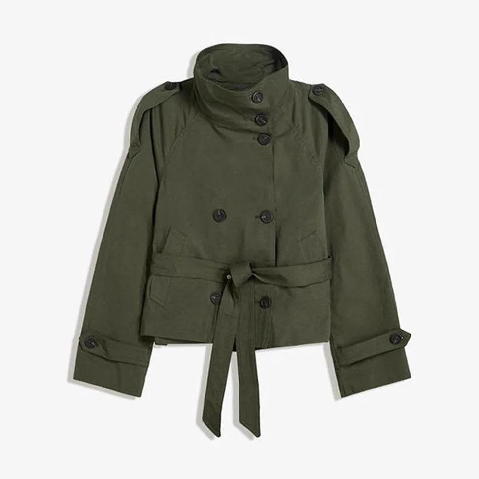 Double-Breasted Belted Trench-Style Jacket