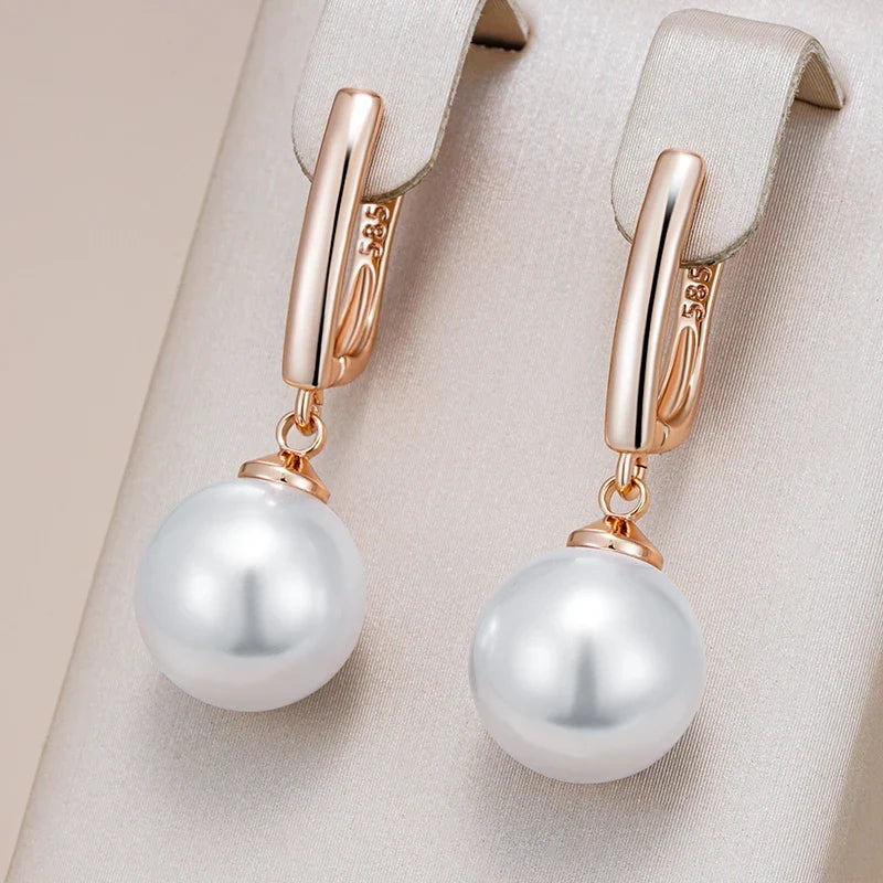 Rose Gold-Tone Imitation Pearl Drop Earrings