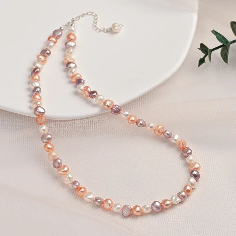 Mixed-Tone Baroque Nugget Pearl-Style Necklace