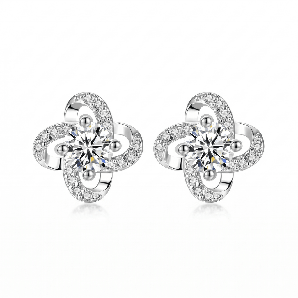 Crystal Clover Stud Earrings