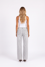 Grey wash low-rise wide-leg jeans — back