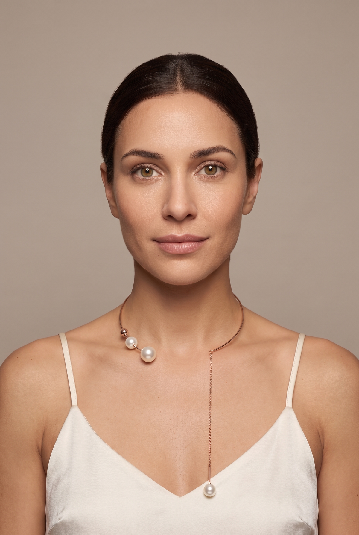 Open wire pearl collar worn on the neck