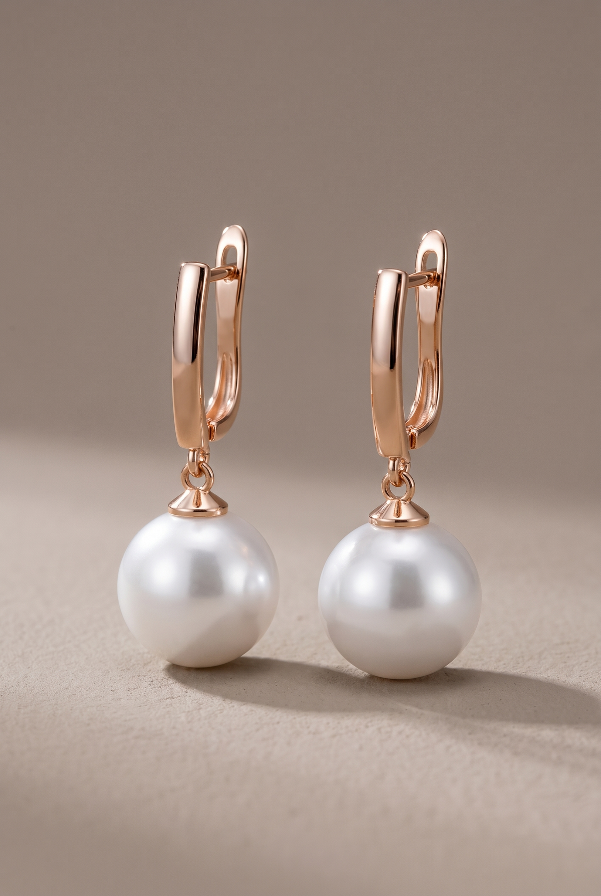 DropIQ rose-gold-tone lever-back pearl drop earrings