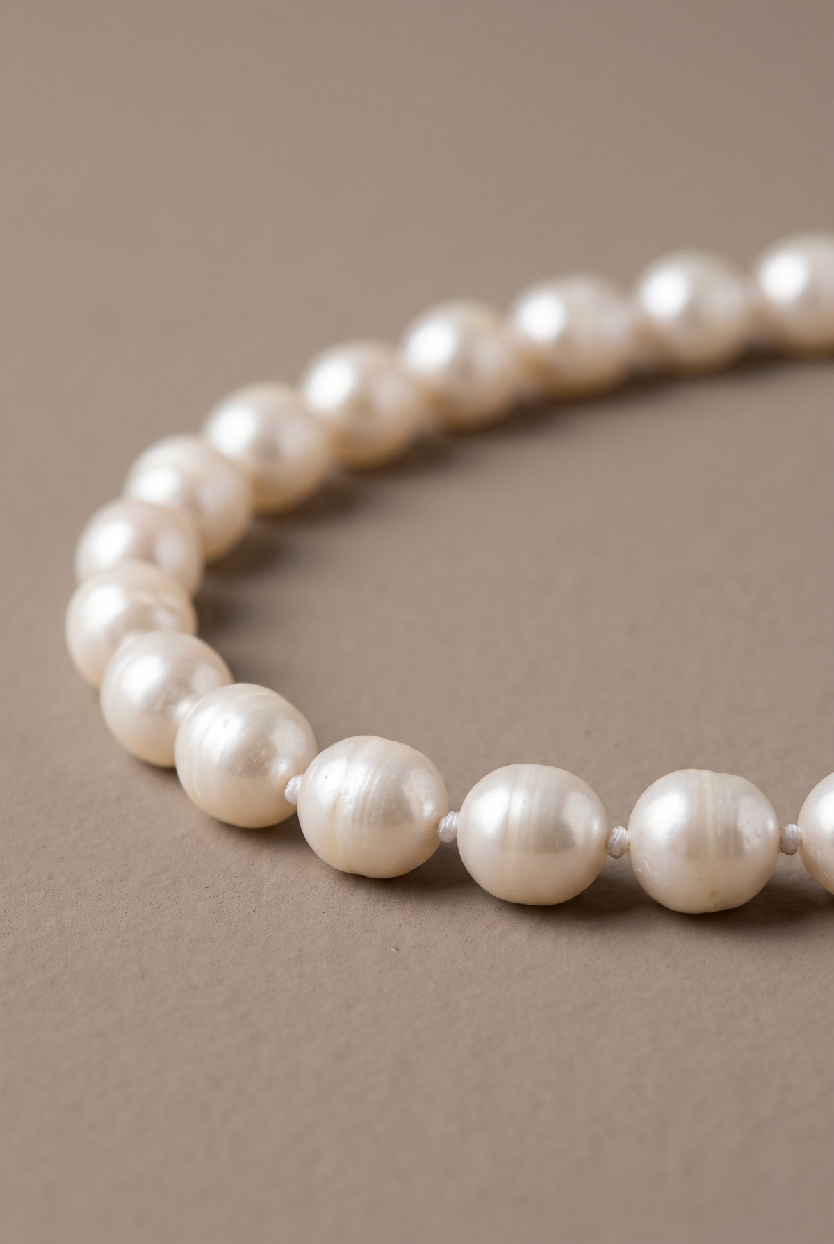 Close-up of the knotted 8-9 mm baroque pearls